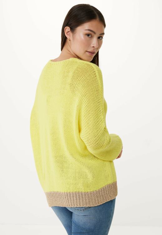 Mexx Loose Fit V-neck Pullover Bright Yellow 0T44H82 Women