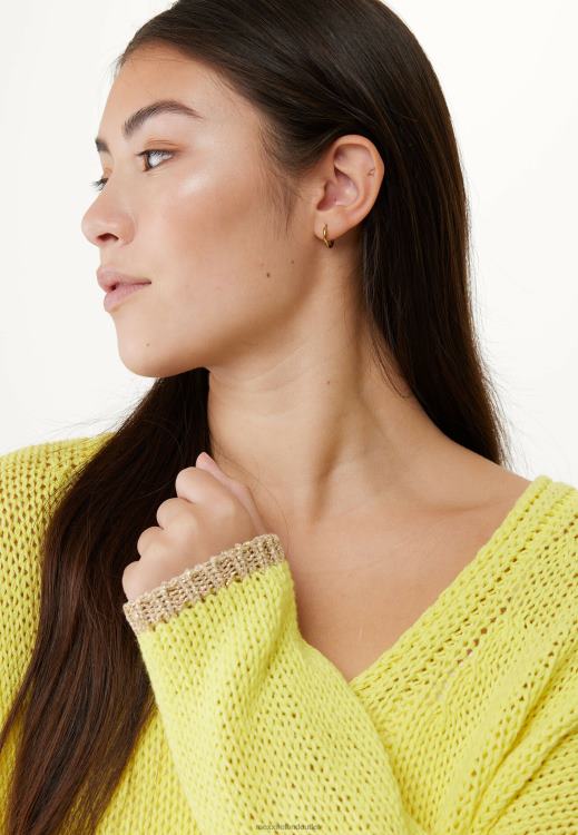 Mexx Loose Fit V-neck Pullover Bright Yellow 0T44H82 Women