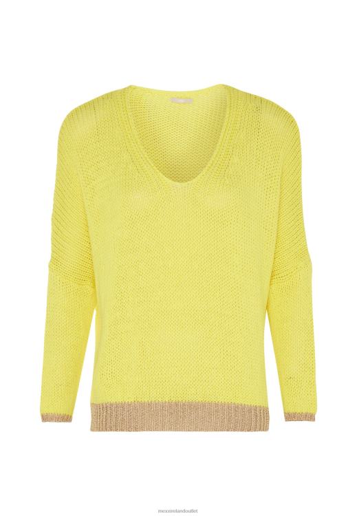 Mexx Loose Fit V-neck Pullover Bright Yellow 0T44H82 Women