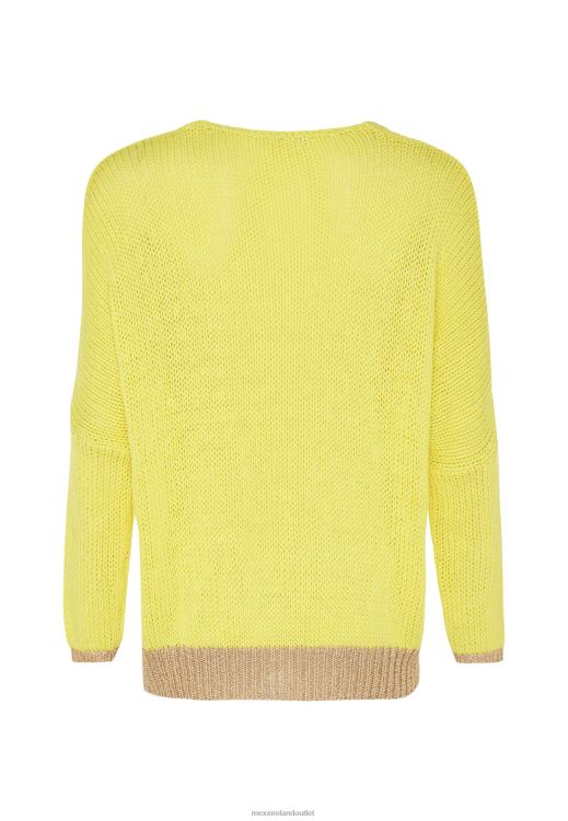 Mexx Loose Fit V-neck Pullover Bright Yellow 0T44H82 Women