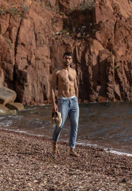 Mexx Mid Waist Straight Leg Jeans Light Stone Blue 0T44H498 Men