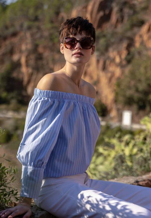 Mexx Off Shoulder Blouse Blue 0T44H96 Women