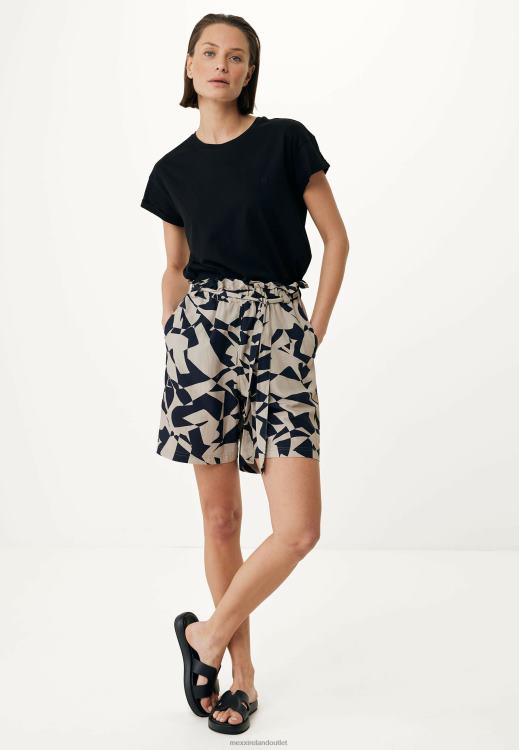 Mexx Paperbag Waist Shorts Printed Beige 0T44H54 Women