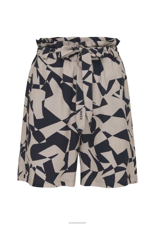 Mexx Paperbag Waist Shorts Printed Beige 0T44H54 Women
