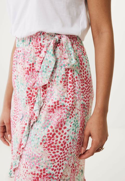 Mexx Printed Wrap Skirt Aqua Green Pink 0T44H24 Women