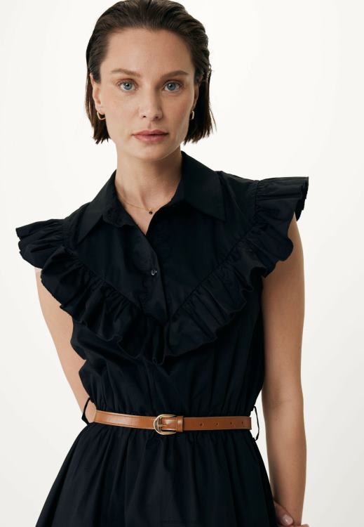 Mexx Ruffle Dress Black Schwarz 0T44H59 Women