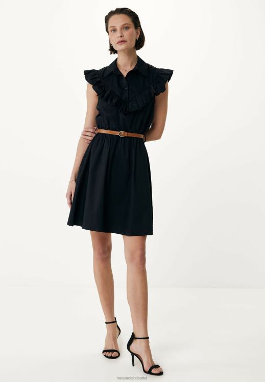 Mexx Ruffle Dress Black Schwarz 0T44H59 Women