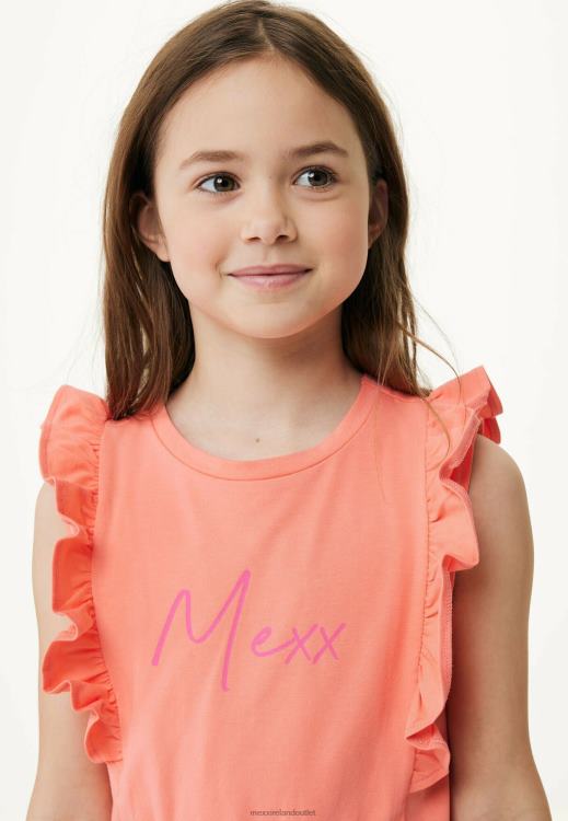 Mexx Ruffle Jersey Dress Coral Orange 0T44H772 Girls