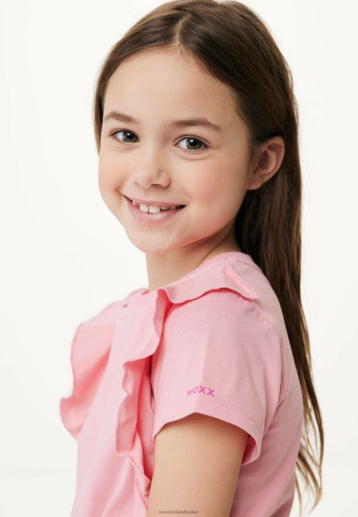 Mexx Ruffle Short Sleeve T-shirt Salmon Pink 0T44H749 Girls