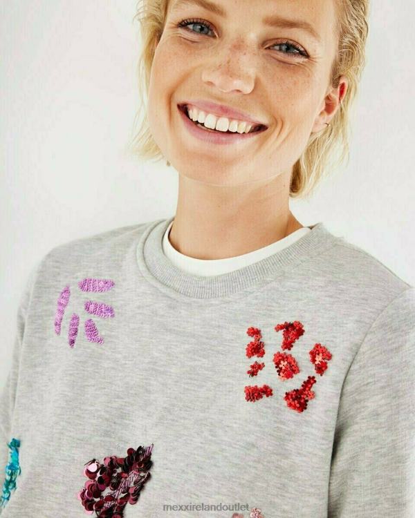 Mexx Sequins crewneck sweater grey melee Grey 0T44H412 Women