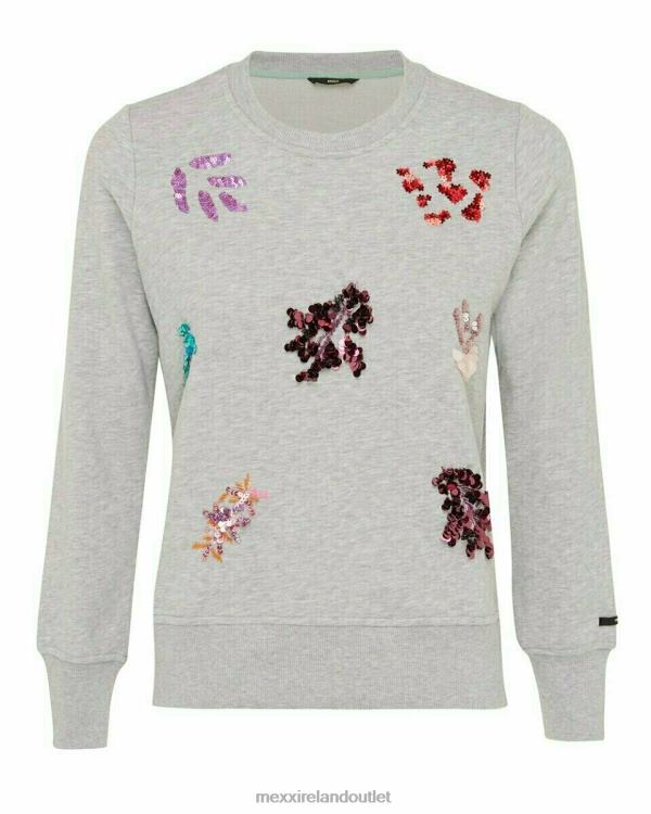 Mexx Sequins crewneck sweater grey melee Grey 0T44H412 Women