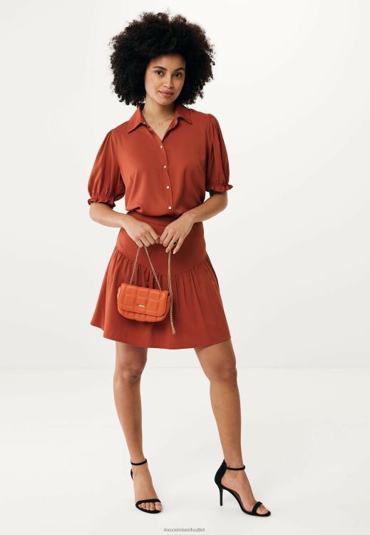 Mexx Short Skirt Pleats Brick Orange 0T44H79 Women
