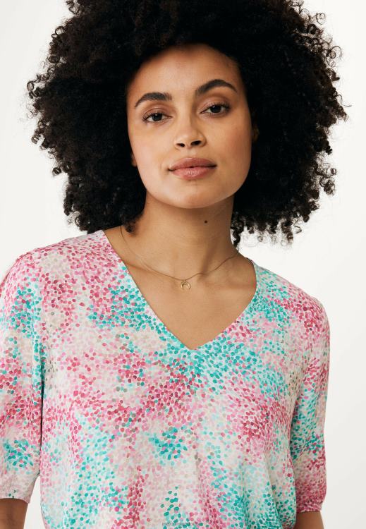 Mexx Short Sleeve Blouse Aqua Green Pink 0T44H26 Women
