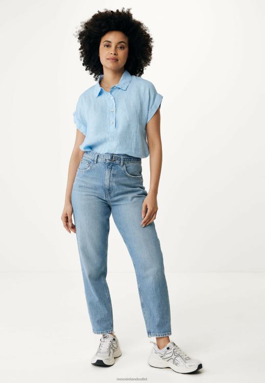 Mexx Short Sleeve Blouse Light Blue 0T44H33 Women