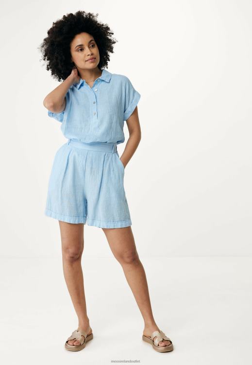 Mexx Short Sleeve Blouse Light Blue 0T44H33 Women