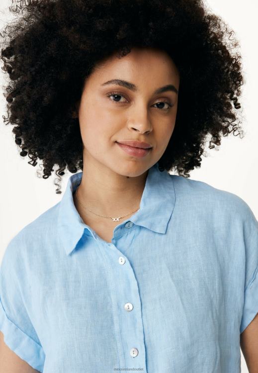 Mexx Short Sleeve Blouse Light Blue 0T44H33 Women
