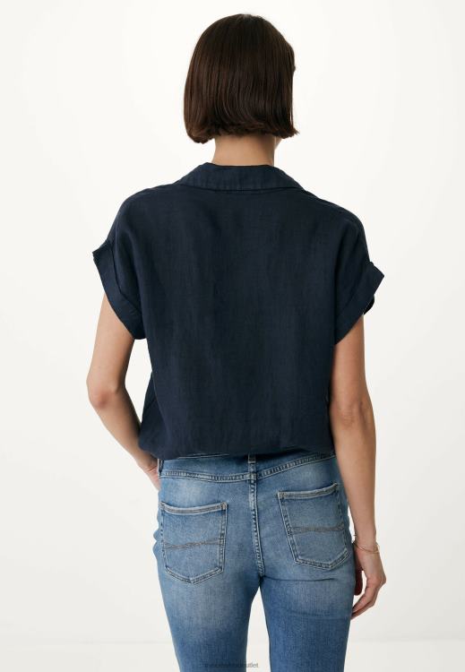 Mexx Short Sleeve Blouse Navy Blue 0T44H37 Women