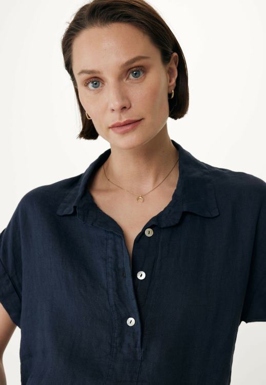 Mexx Short Sleeve Blouse Navy Blue 0T44H37 Women
