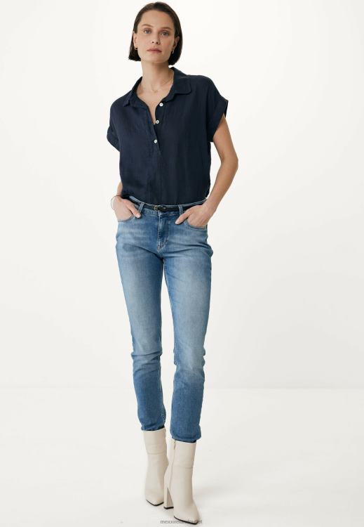 Mexx Short Sleeve Blouse Navy Blue 0T44H37 Women