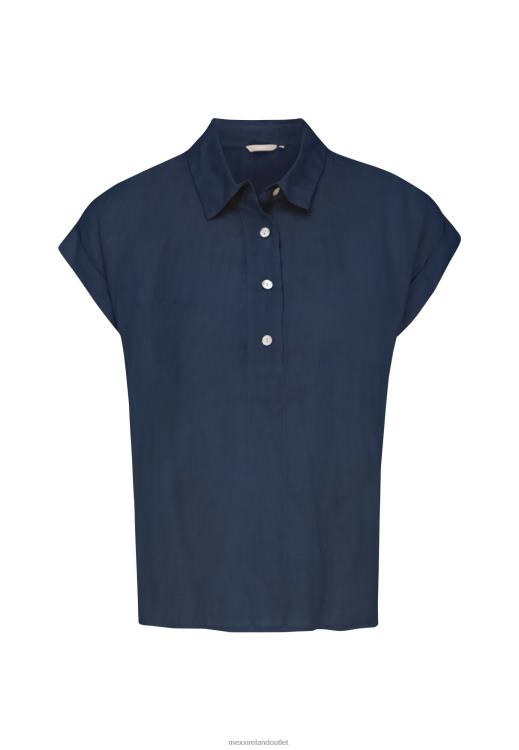 Mexx Short Sleeve Blouse Navy Blue 0T44H37 Women