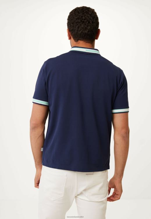 Mexx Short Sleeve Pique Polo Yarn Dye Navy Blue 0T44H494 Men