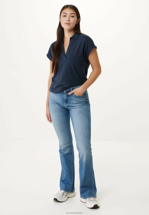 Mexx Short Sleeve Polo Tee Navy Blue 0T44H97 Women