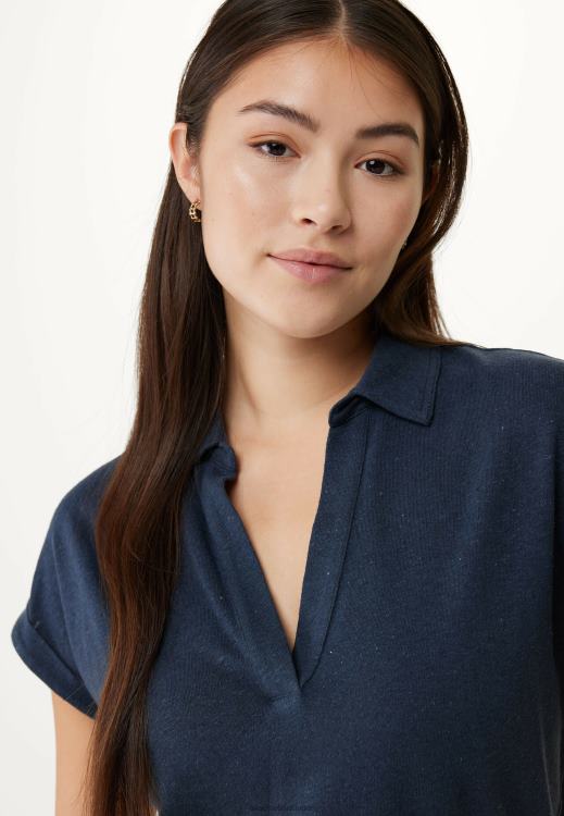 Mexx Short Sleeve Polo Tee Navy Blue 0T44H97 Women