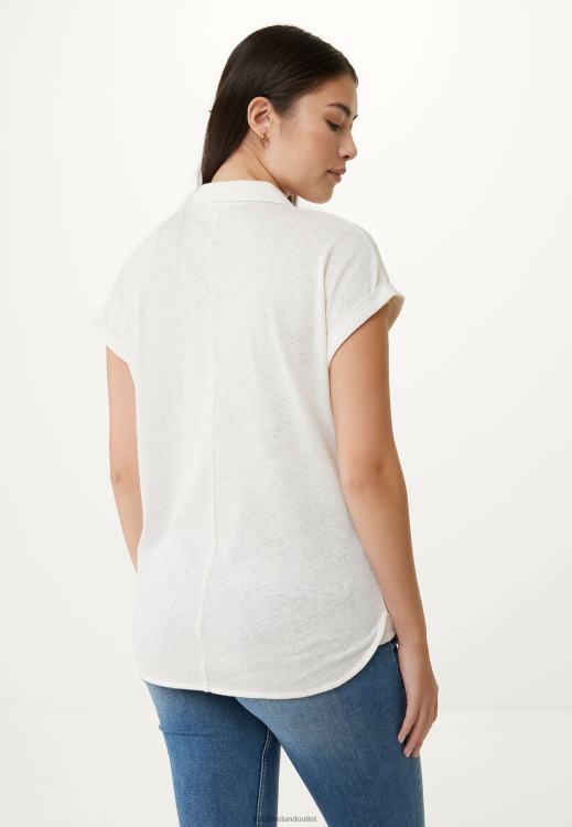Mexx Short Sleeve Polo Tee Off White Beige 0T44H3 Women