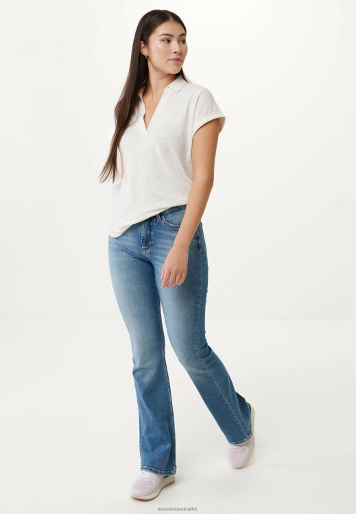 Mexx Short Sleeve Polo Tee Off White Beige 0T44H3 Women