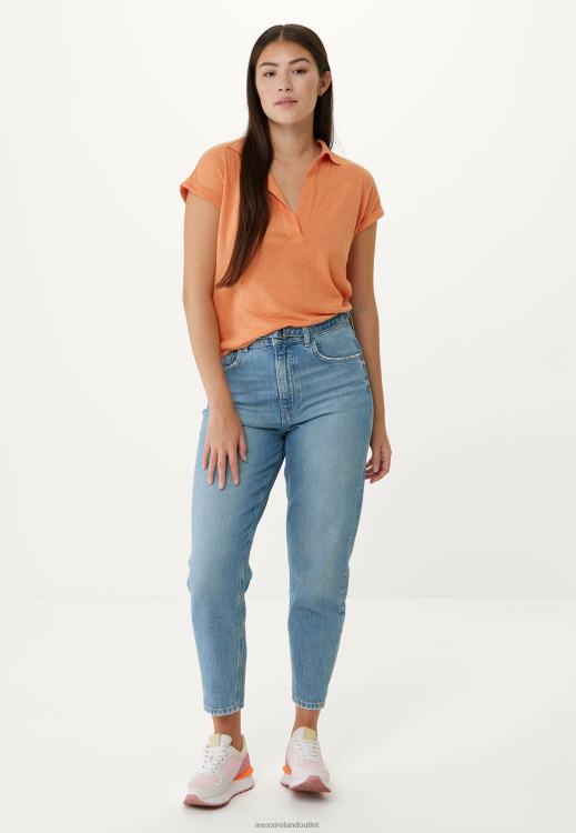 Mexx Short Sleeve Polo Tee Orange 0T44H76 Women