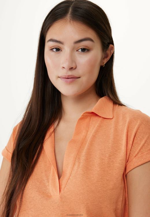 Mexx Short Sleeve Polo Tee Orange 0T44H76 Women