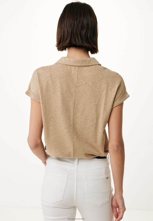 Mexx Short Sleeve Polo Tee Sand Beige 0T44H8 Women