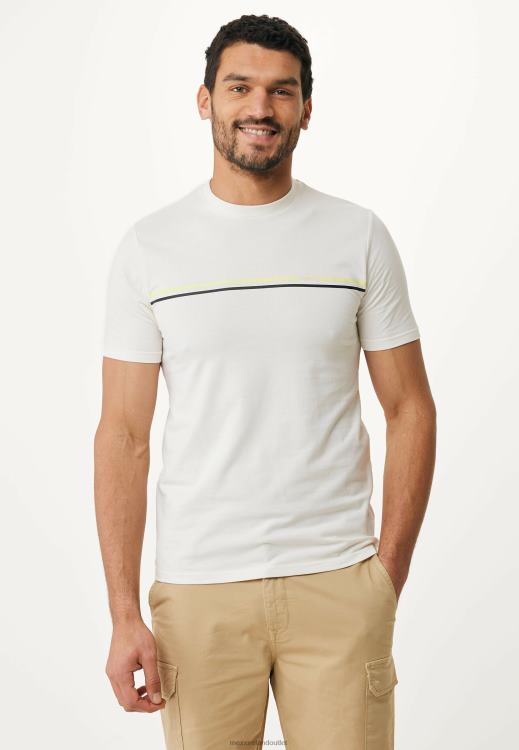 Mexx Short Sleeve T-shirt Stripe Chest Print Off White Beige 0T44H473 Men