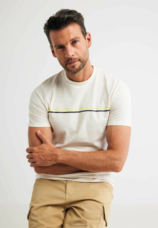 Mexx Short Sleeve T-shirt Stripe Chest Print Off White Beige 0T44H473 Men