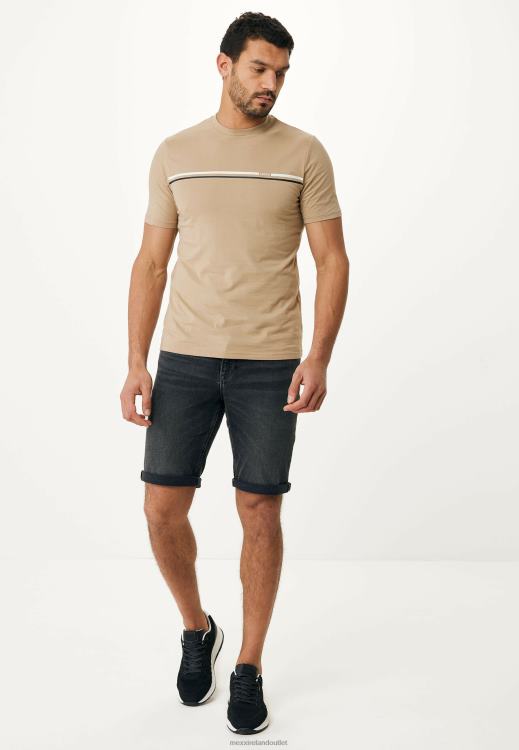 Mexx Short Sleeve T-shirt Stripe Chest Print Sand Beige 0T44H475 Men