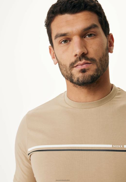 Mexx Short Sleeve T-shirt Stripe Chest Print Sand Beige 0T44H475 Men