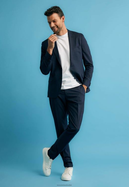 Mexx Single Breasted Checked Blazer Navy Blue 0T44H467 Men