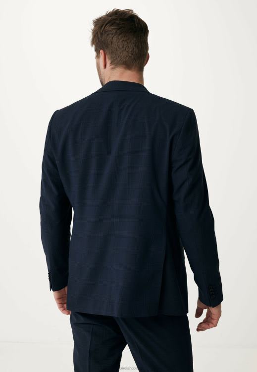 Mexx Single Breasted Checked Blazer Navy Blue 0T44H467 Men