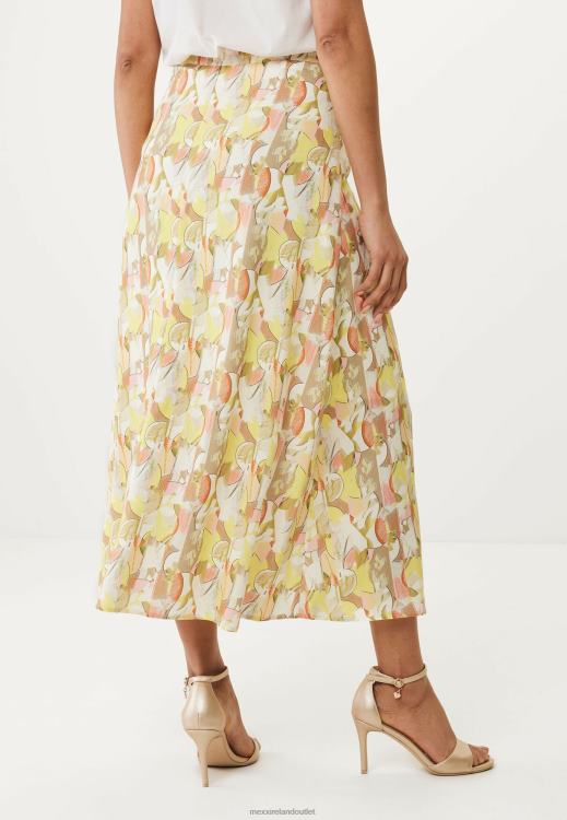 Mexx Skirt Gathered Print Lime Yellow 0T44H75 Women