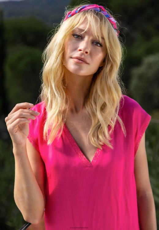 Mexx Sleeveless V-neck Dress Hot Pink 0T44H16 Women