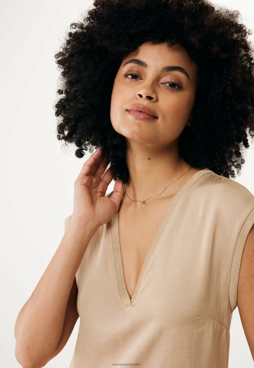 Mexx Sleeveless V-neck Dress Sand Beige 0T44H9 Women