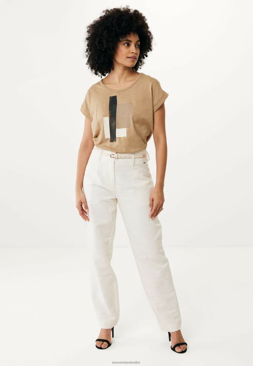 Mexx Straight Leg High Waist Pantalon Cream White Beige 0T44H45 Women