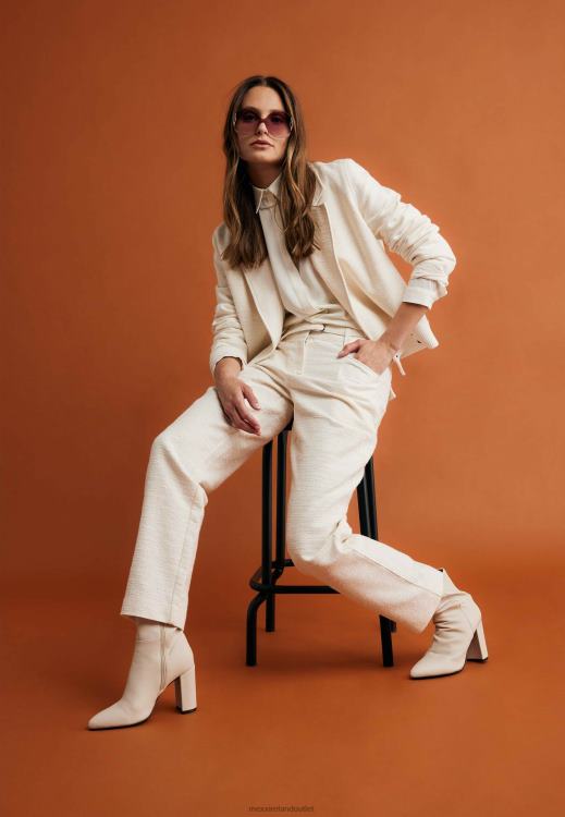 Mexx Straight Leg High Waist Pantalon Cream White Beige 0T44H45 Women