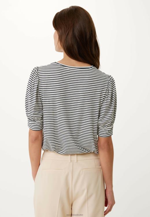 Mexx Striped Puff Sleeve Tee Navy Blue 0T44H10 Women