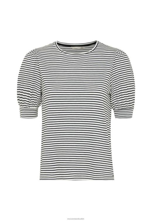 Mexx Striped Puff Sleeve Tee Navy Blue 0T44H10 Women