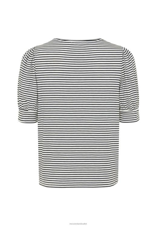 Mexx Striped Puff Sleeve Tee Navy Blue 0T44H10 Women