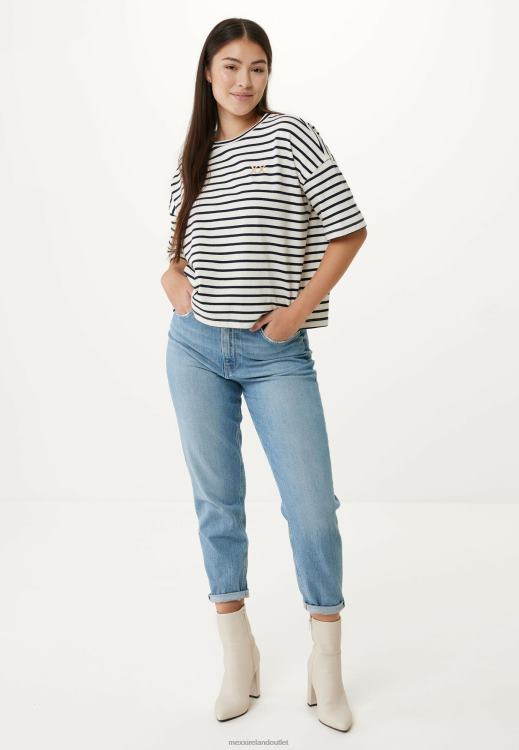 Mexx Striped Short Sleeve T-shirt Beige 0T44H19 Women