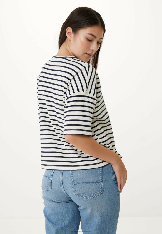 Mexx Striped Short Sleeve T-shirt Beige 0T44H19 Women