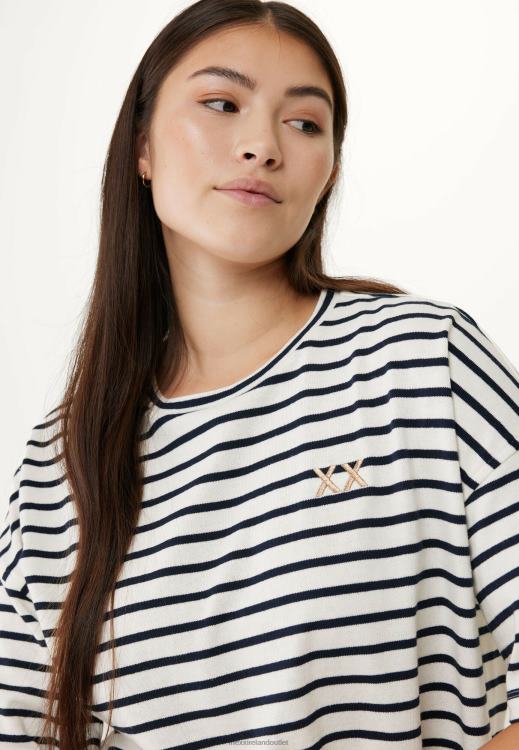 Mexx Striped Short Sleeve T-shirt Beige 0T44H19 Women