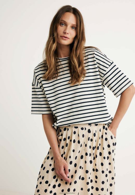 Mexx Striped Short Sleeve T-shirt Beige 0T44H19 Women